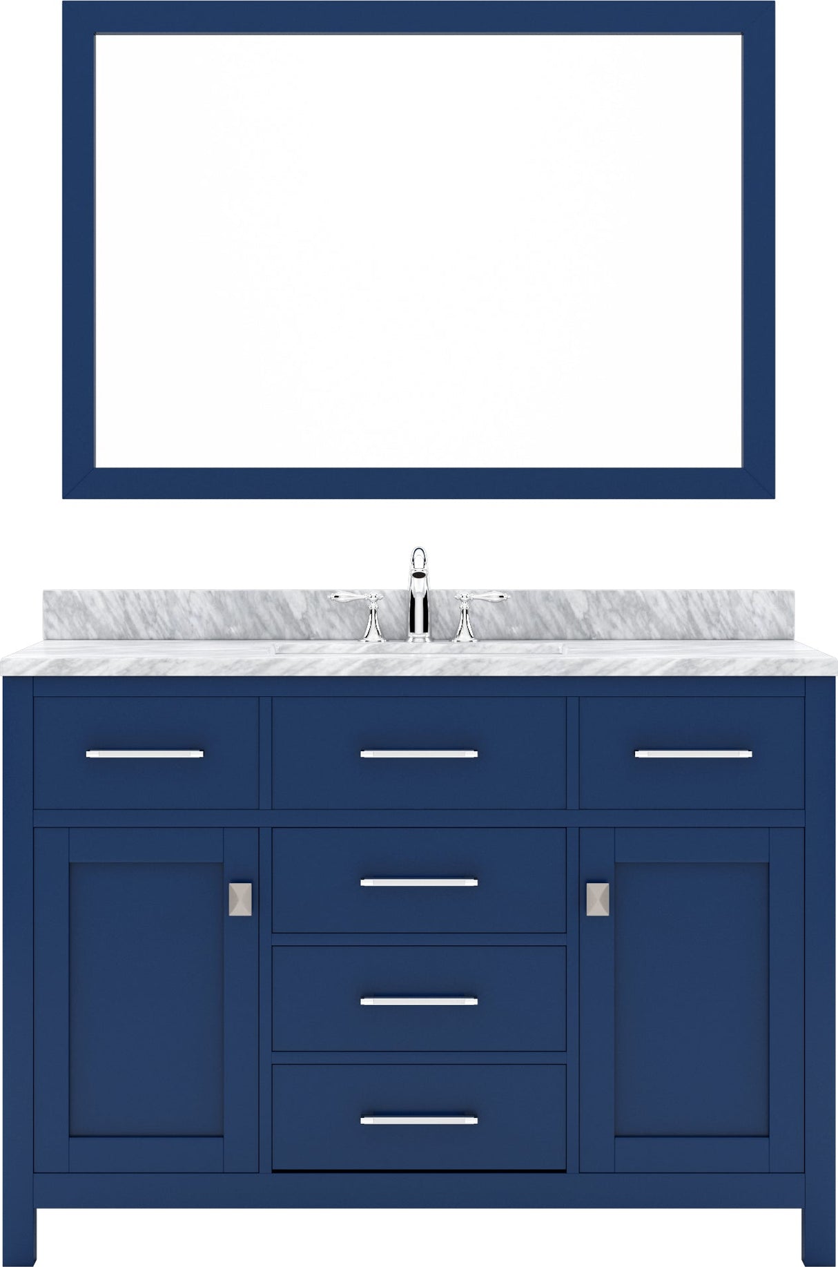 Virtu USA Caroline 48" Single Bath Vanity with White Marble Top and Square Sink with Matching Mirror - Luxe Bathroom Vanities