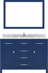 Virtu USA Caroline 48" Single Bath Vanity with White Marble Top and Square Sink with Matching Mirror - Luxe Bathroom Vanities