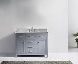 Virtu USA Caroline 48" Single Bath Vanity with White Marble Top and Square Sink