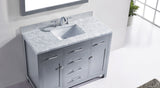 Virtu USA Caroline 48" Single Bath Vanity with White Marble Top and Square Sink with Matching Mirror