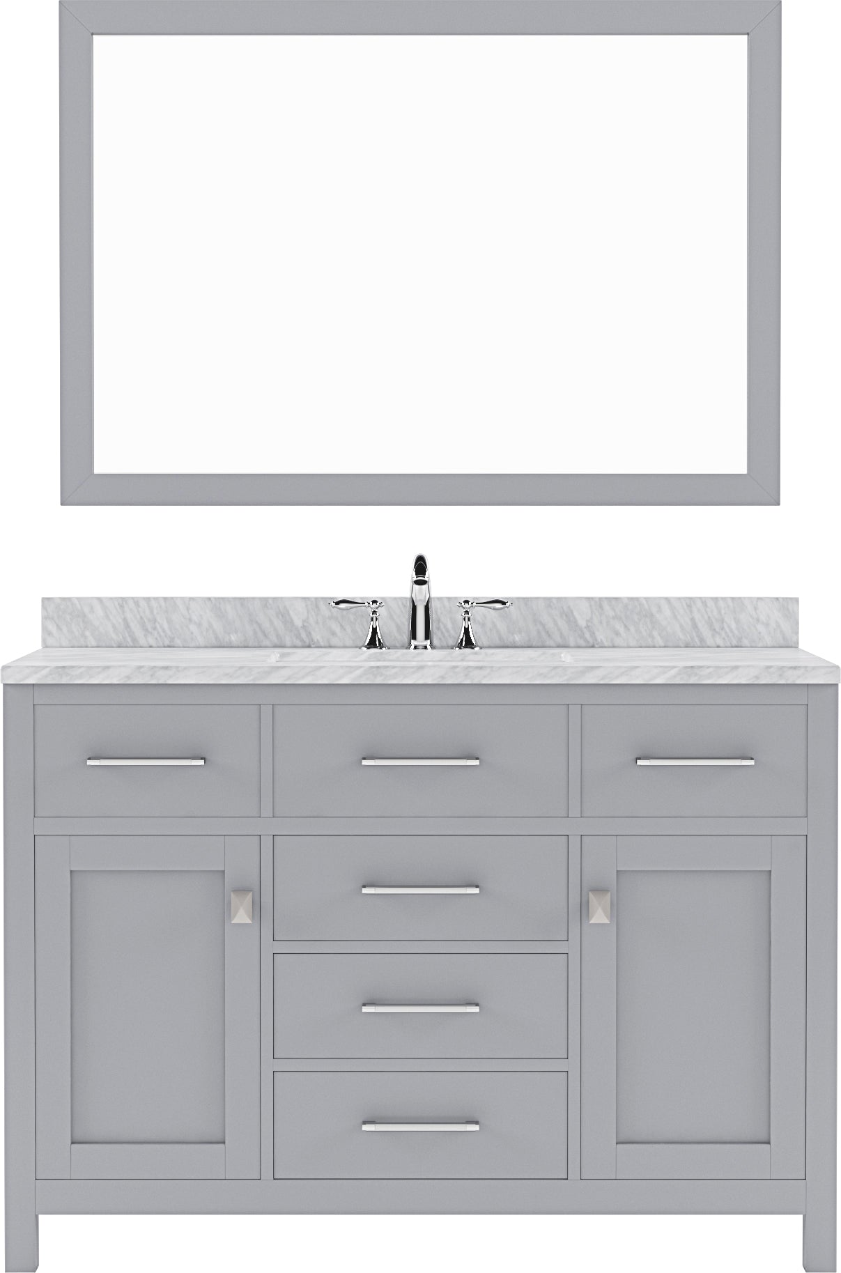 Virtu USA Caroline 48" Single Bath Vanity with White Marble Top and Square Sink with Matching Mirror - Luxe Bathroom Vanities