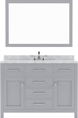 Virtu USA Caroline 48" Single Bath Vanity with White Marble Top and Square Sink with Matching Mirror - Luxe Bathroom Vanities