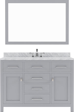 Virtu USA Caroline 48" Single Bath Vanity with Italian Carrara White Marble Top and Square Sink with Polished Chrome Faucet with Matching Mirror - Luxe Bathroom Vanities