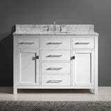 Virtu USA Caroline 48" Single Bath Vanity with White Marble Top and Square Sink