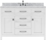 Virtu USA Caroline 48" Single Bath Vanity with White Marble Top and Square Sink with Matching Mirror