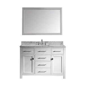 Virtu USA Caroline 48" Single Bath Vanity with White Marble Top and Square Sink with Matching Mirror - Luxe Bathroom Vanities