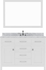 Virtu USA Caroline 48" Single Bath Vanity with Italian Carrara White Marble Top and Square Sink with Polished Chrome Faucet with Matching Mirror - Luxe Bathroom Vanities