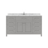 Virtu USA Caroline 60" Single Bath Vanity with White Quartz Top and Round Sink with Matching Mirror