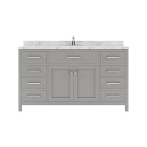 Virtu USA Caroline 60" Single Bath Vanity in Cashmere Gray with White Quartz Top and Round Sink - Luxe Bathroom Vanities