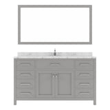 Virtu USA Caroline 60" Single Bath Vanity in Cashmere Gray with White Quartz Top and Round Sink with Matching Mirror - Luxe Bathroom Vanities