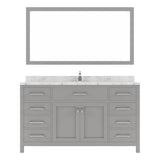 Virtu USA Caroline 60" Single Bath Vanity in Cashmere Gray with White Quartz Top and Round Sink with Polished Chrome Faucet with Matching Mirror - Luxe Bathroom Vanities