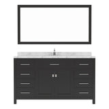 Virtu USA Caroline 60" Single Bath Vanity in Cashmere Gray with White Quartz Top and Round Sink with Matching Mirror - Luxe Bathroom Vanities