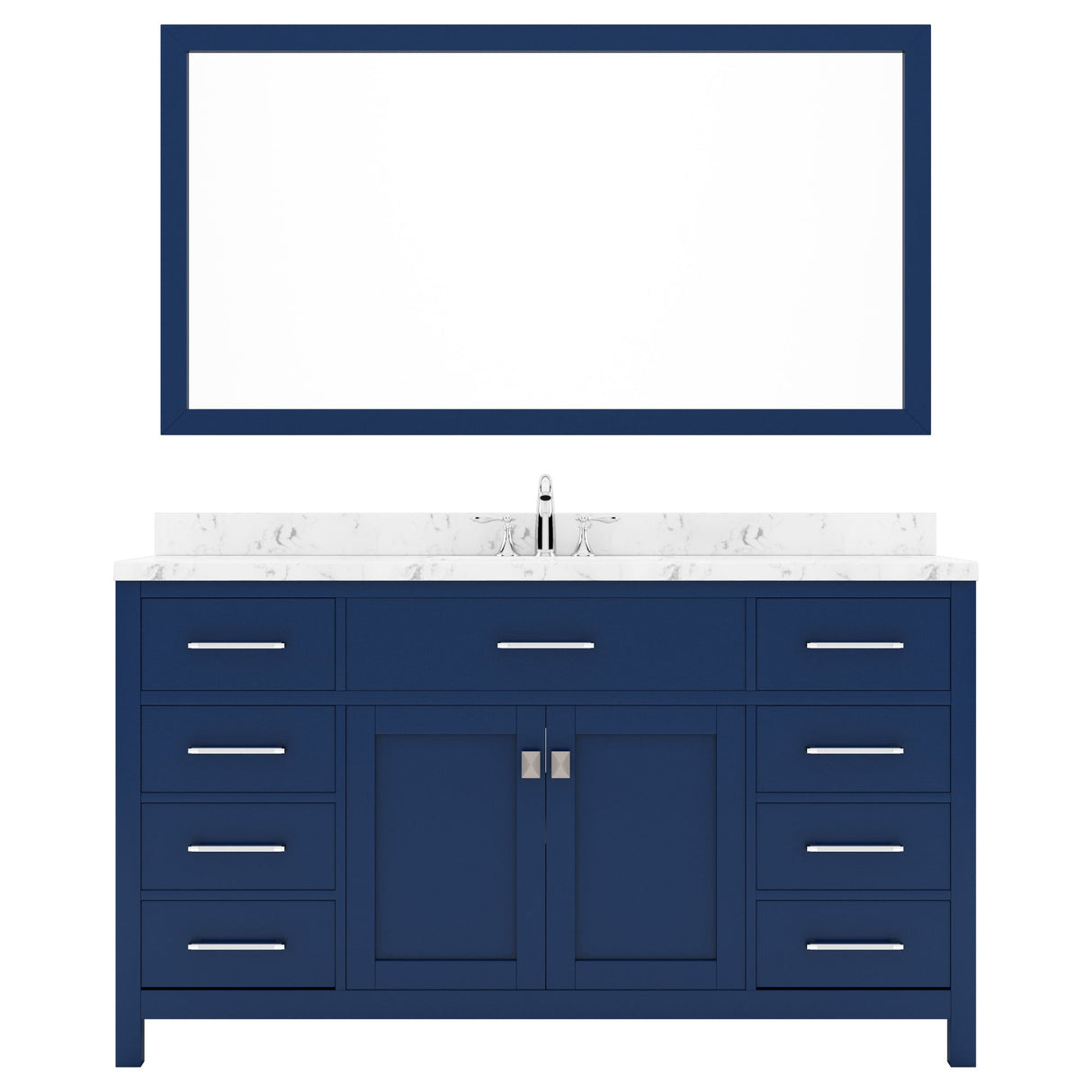 Virtu USA Caroline 60" Single Bath Vanity in Cashmere Gray with White Quartz Top and Round Sink with Matching Mirror - Luxe Bathroom Vanities