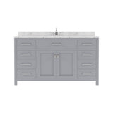 Virtu USA Caroline 60" Single Bath Vanity with White Quartz Top and Round Sink with Matching Mirror