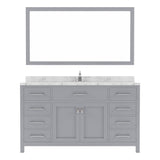 Virtu USA Caroline 60" Single Bath Vanity in Cashmere Gray with White Quartz Top and Round Sink with Matching Mirror - Luxe Bathroom Vanities