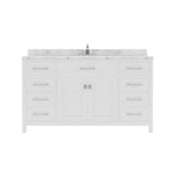 Virtu USA Caroline 60" Single Bath Vanity with White Quartz Top and Round Sink with Matching Mirror