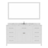 Virtu USA Caroline 60" Single Bath Vanity in Cashmere Gray with White Quartz Top and Round Sink with Matching Mirror - Luxe Bathroom Vanities