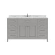 Virtu USA Caroline 60" Single Bath Vanity in Cashmere Gray with White Quartz Top and Square Sink - Luxe Bathroom Vanities