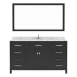 Virtu USA Caroline 60" Single Bath Vanity in Cashmere Gray with White Quartz Top and Square Sink with Polished Chrome Faucet with Matching Mirror - Luxe Bathroom Vanities