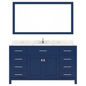 Virtu USA Caroline 60" Single Bath Vanity in Cashmere Gray with White Quartz Top and Square Sink with Brushed Nickel Faucet with Matching Mirror - Luxe Bathroom Vanities