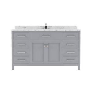 Virtu USA Caroline 60" Single Bath Vanity in Cashmere Gray with White Quartz Top and Square Sink - Luxe Bathroom Vanities