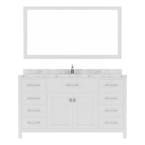 Virtu USA Caroline 60" Single Bath Vanity in Cashmere Gray with White Quartz Top and Square Sink with Polished Chrome Faucet with Matching Mirror - Luxe Bathroom Vanities