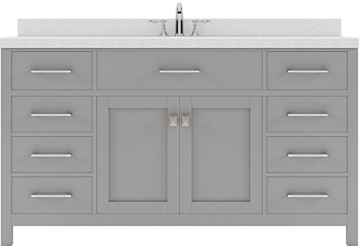 Virtu USA Caroline 60" Single Bath Vanity with Dazzle White Top and Round Sink - Luxe Bathroom Vanities Luxury Bathroom Fixtures Bathroom Furniture