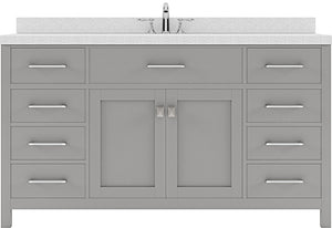 Virtu USA Caroline 60" Single Bath Vanity with Dazzle White Top and Round Sink - Luxe Bathroom Vanities Luxury Bathroom Fixtures Bathroom Furniture