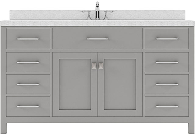 Virtu USA Caroline 60" Single Bath Vanity with Dazzle White Top and Round Sink - Luxe Bathroom Vanities Luxury Bathroom Fixtures Bathroom Furniture