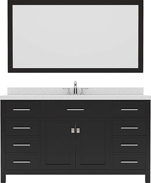 Virtu USA Caroline 60" Single Bath Vanity with Dazzle White Top and Round Sink with Mirror - Luxe Bathroom Vanities Luxury Bathroom Fixtures Bathroom Furniture