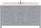 Virtu USA Caroline 60" Single Bath Vanity with White Quartz Top and Round Sink - Luxe Bathroom Vanities