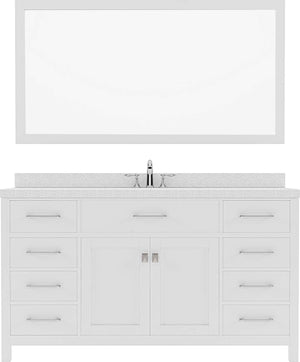 Virtu USA Caroline 60" Single Bath Vanity with Dazzle White Top and Round Sink with Mirror - Luxe Bathroom Vanities Luxury Bathroom Fixtures Bathroom Furniture