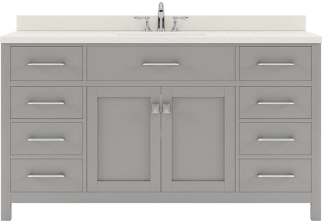 Virtu USA Caroline 60" Single Bath Vanity with White Quartz Top and Square Sink - Luxe Bathroom Vanities