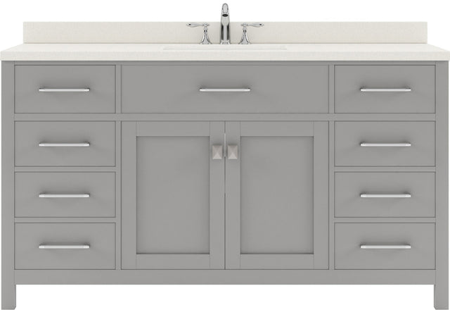 Virtu USA Caroline 60" Single Bath Vanity with White Quartz Top and Square Sink - Luxe Bathroom Vanities