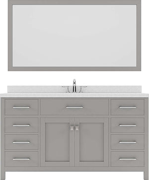 Virtu USA Caroline 60" Single Bath Vanity with Dazzle White Top and Square Sink with Mirror - Luxe Bathroom Vanities
