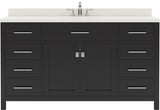 Virtu USA Caroline 60" Single Bath Vanity with White Quartz Top and Square Sink - Luxe Bathroom Vanities