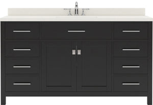 Virtu USA Caroline 60" Single Bath Vanity with White Quartz Top and Square Sink - Luxe Bathroom Vanities