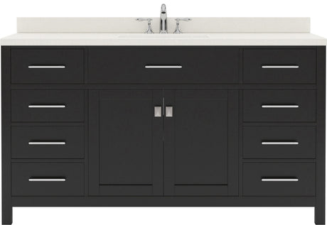 Virtu USA Caroline 60" Single Bath Vanity with White Quartz Top and Square Sink - Luxe Bathroom Vanities