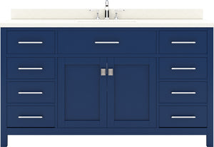Virtu USA Caroline 60" Single Bath Vanity with White Quartz Top and Square Sink - Luxe Bathroom Vanities
