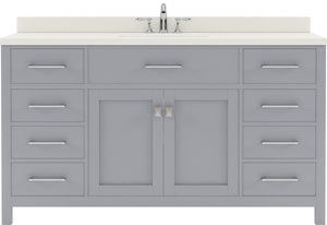 Virtu USA Caroline 60" Single Bath Vanity with White Quartz Top and Square Sink - Luxe Bathroom Vanities