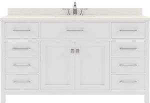 Virtu USA Caroline 60" Single Bath Vanity with White Quartz Top and Square Sink - Luxe Bathroom Vanities
