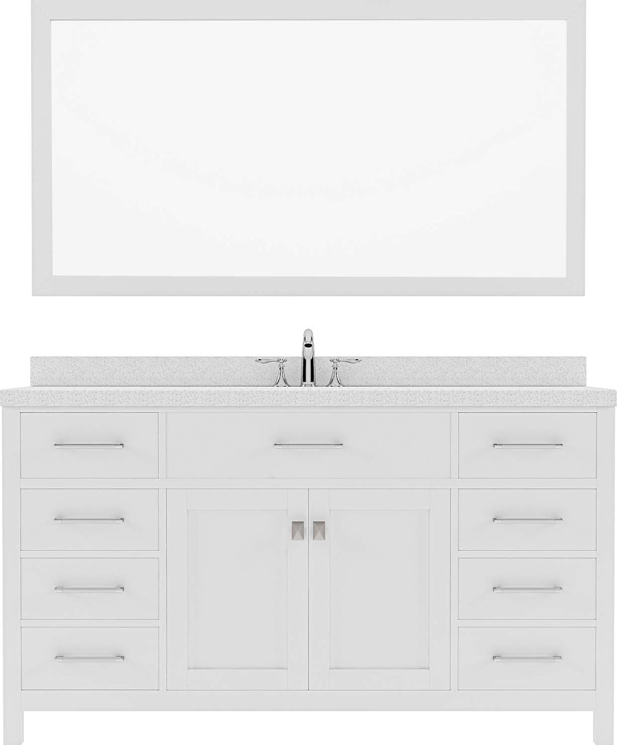 Virtu USA Caroline 60" Single Bath Vanity with Dazzle White Top and Square Sink with Mirror - Luxe Bathroom Vanities