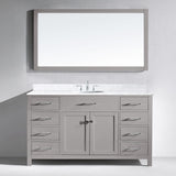 Virtu USA Caroline 60" Single Bath Vanity with Marble Top and Round Sink with Brushed Nickel Faucet - Luxe Bathroom Vanities Luxury Bathroom Fixtures Bathroom Furniture