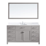 Virtu USA Caroline 60" Single Bath Vanity in Cashmere Grey with Marble Top and Round Sink with Polished Chrome Faucet and Mirror - Luxe Bathroom Vanities Luxury Bathroom Fixtures Bathroom Furniture