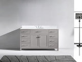 Virtu USA Caroline 60" Single Bath Vanity with White Marble Top and Round Sink