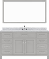 Virtu USA Caroline 60" Single Bath Vanity with Marble Top and Round Sink with Mirror - Luxe Bathroom Vanities