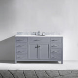 Virtu USA Caroline 60" Single Bath Vanity with White Marble Top and Round Sink