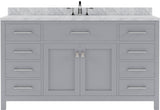 Virtu USA Caroline 60" Single Bath Vanity with White Marble Top and Round Sink - Luxe Bathroom Vanities