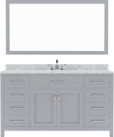 Virtu USA Caroline 60" Single Bath Vanity with Marble Top and Round Sink with Mirror - Luxe Bathroom Vanities