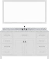 Virtu USA Caroline 60" Single Bath Vanity with Marble Top and Round Sink with Mirror - Luxe Bathroom Vanities